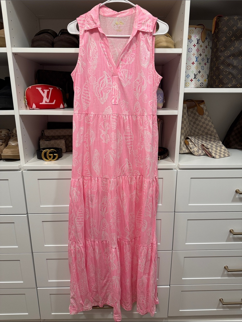 Lilly Pulitzer Riegan Maxi Dress Rousseau Pink Cool as Shell Like New Worn Once!